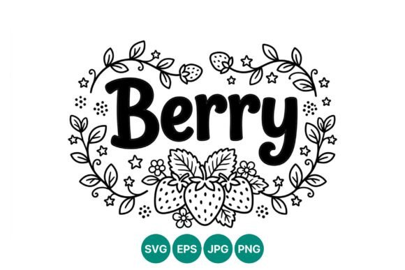 Berry Black and White Lettering with for Branding and Illustrations