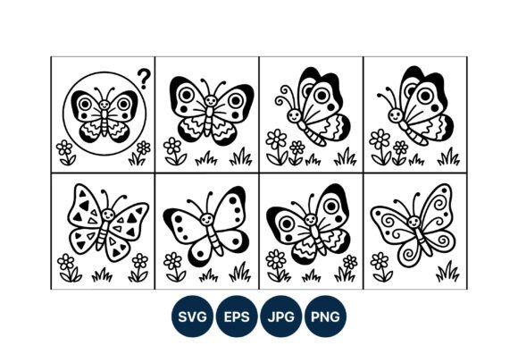 Black and White Butterfly Guessing Game Graphics