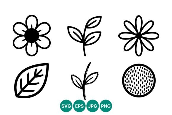 Black and White Flower and Leaf Vector for Branding and Marketing