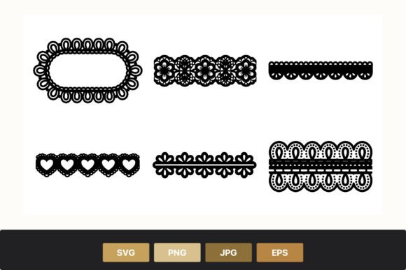 Black Lace Borders with Hearts and Graphics