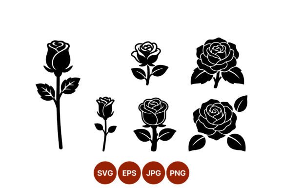 Black White Rose Vector Art Set for Creative Projects