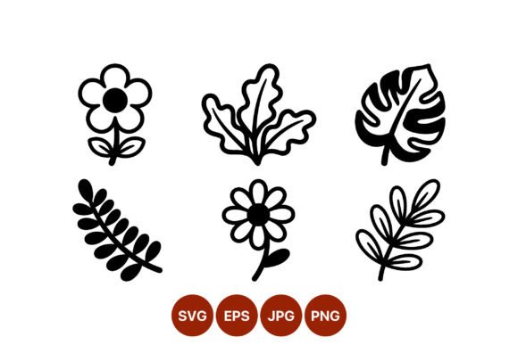 Black White Simple Flower Leaf Vector Review