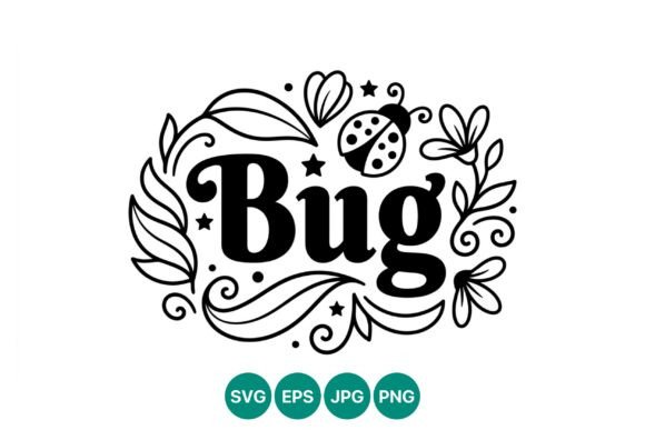 Bug Lettering Ladybug Leaves Vector: A Playful Graphic for Blog and Web Use