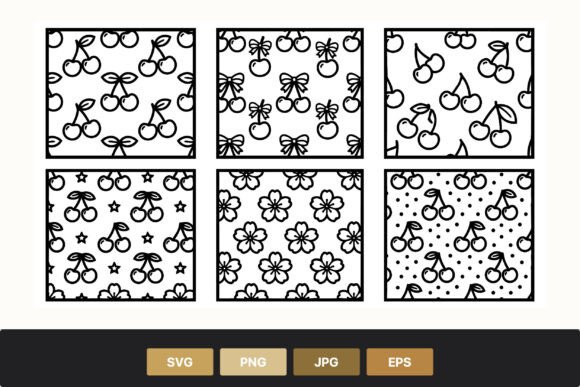 Cherry Flower Bow Pattern Vector for Graphics and Illustrations