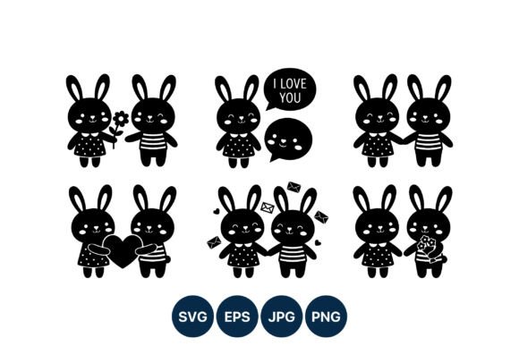 Cute Bunny Couple Love Vector – A Versatile Illustration for Branding
