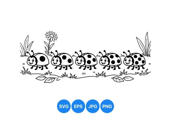 Cute Ladybug Garden Clipart for Blog Graphics and Illustrations