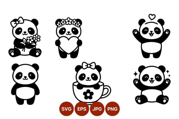 Cute Panda Cartoon Vector Set for Branding and Marketing