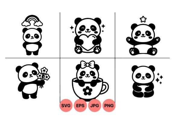Cute Panda SVG Clipart Collection for Graphics and Illustrations