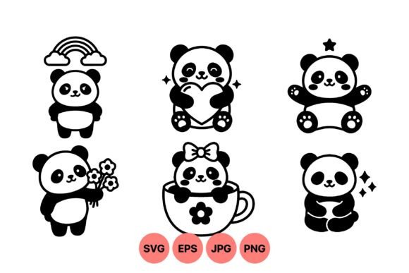 Cute Panda SVG Clipart Pack for Graphics and Illustrations