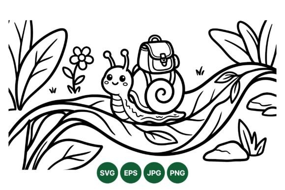 Cute Snail Forest Coloring SVG – A Playful Graphic Asset for Blogs and Websites