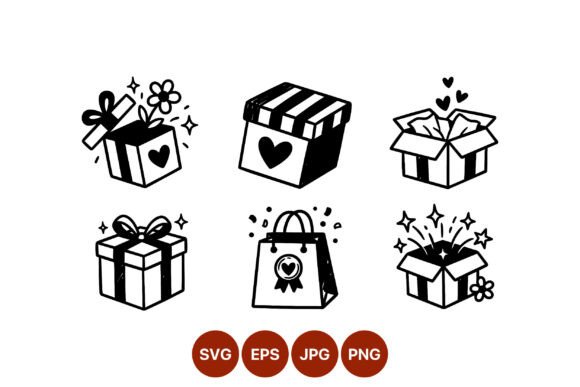 Gift Boxes and Bag Love Hearts Vector Graphics