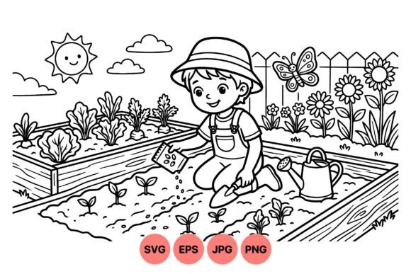 Kids Gardening Activity Clipart Review