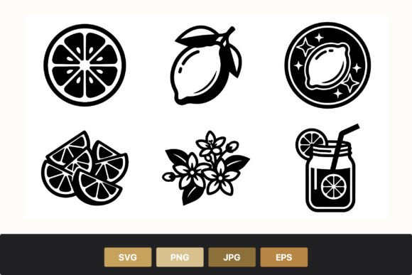 Lemon Citrus Fruit Slices Vector for Branding and Packaging