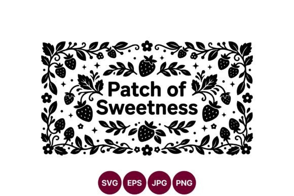 Patch of Sweetness Strawberry Vector Art for Graphics and Illustrations