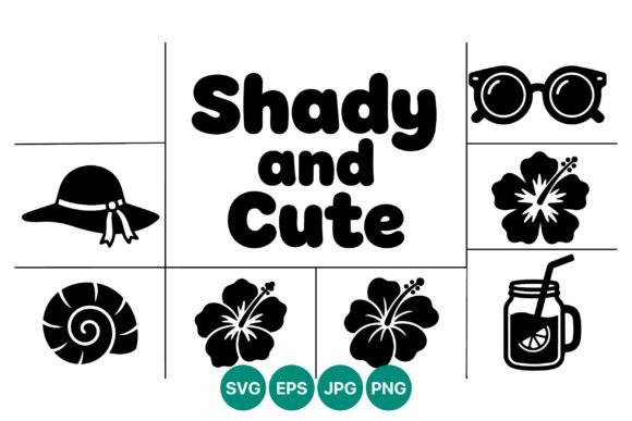 Shady and Cute Summer Icons Vector for Handmade Projects