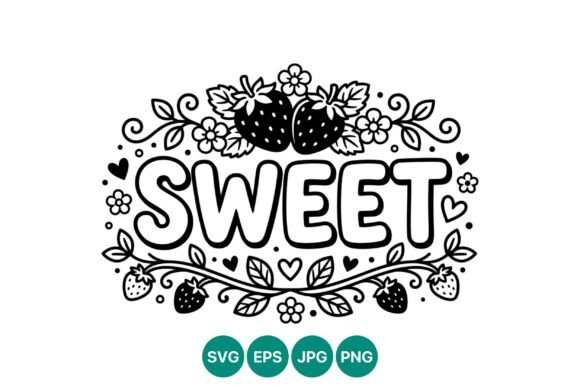 Sweet Black White Strawberry Vector Art for Crafts and Graphics