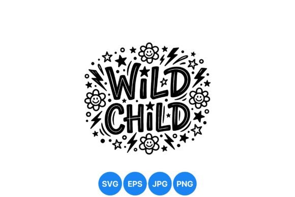 Wild Child Doodle Clipart Art for Creative Projects